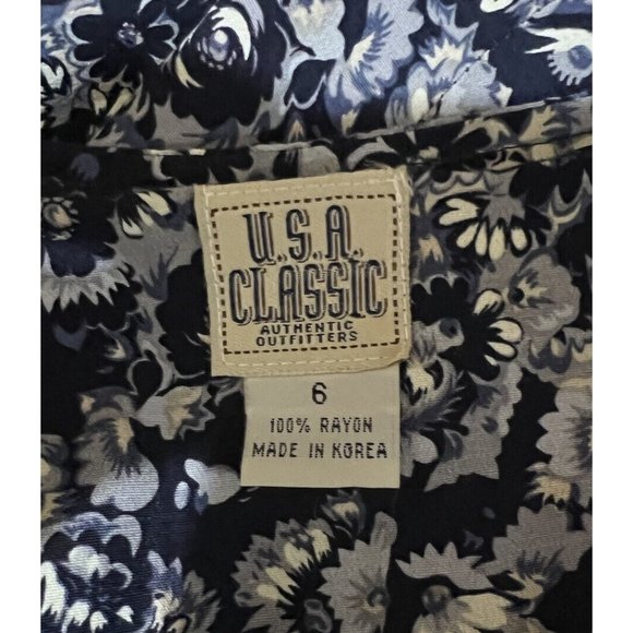 VTG 90s U.S.A. Classic Authentic Outfitters Floral Maxi Dress Sz 6 Romantic Blue - Picture 6 of 7